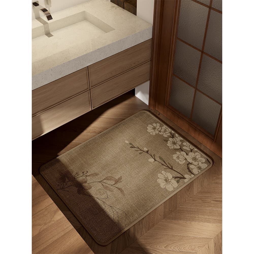 Novo estilo chinês imitação de linho tapete do banheiro absorver água de secagem rápida toalete antiderrapante resistent