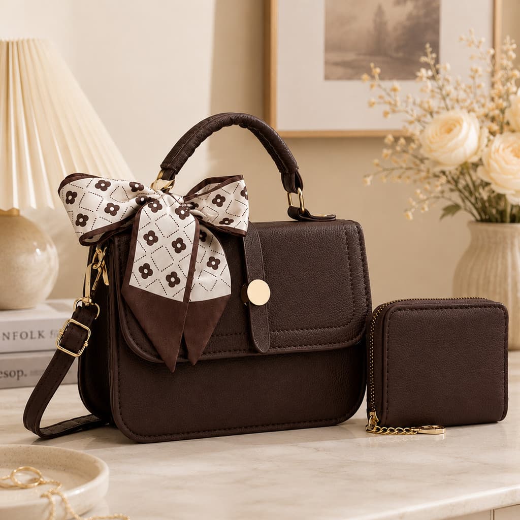Bolsa Quadrada Feminina Alça Transversal Regulavel Fecho Redondo Textura Macia Ganhe Lenco E Carteira Pequena