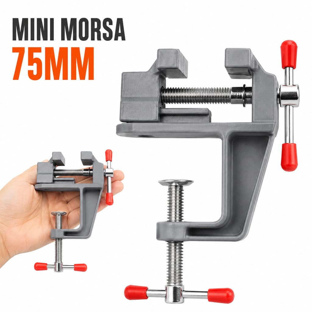 Mini Morsa de Bancada 75mm Base Fixa Alumínio Torno de Mesa para Artesanato DIY