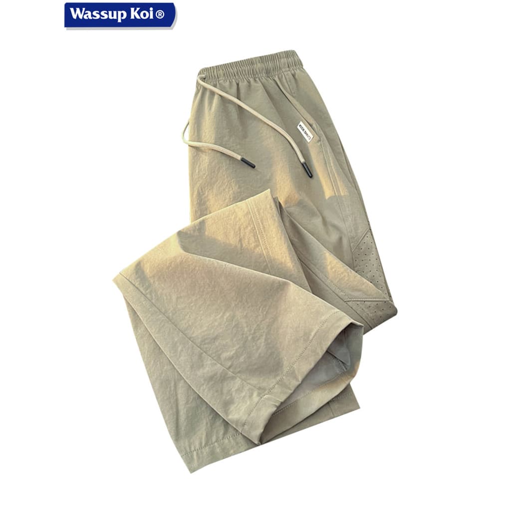 WASSUP KOI Calças Masculinas 2026 Verão Novo Estilo Seda Gelo Estilo Fino Malha de Secagem Rápida Calças Casuais Retas C