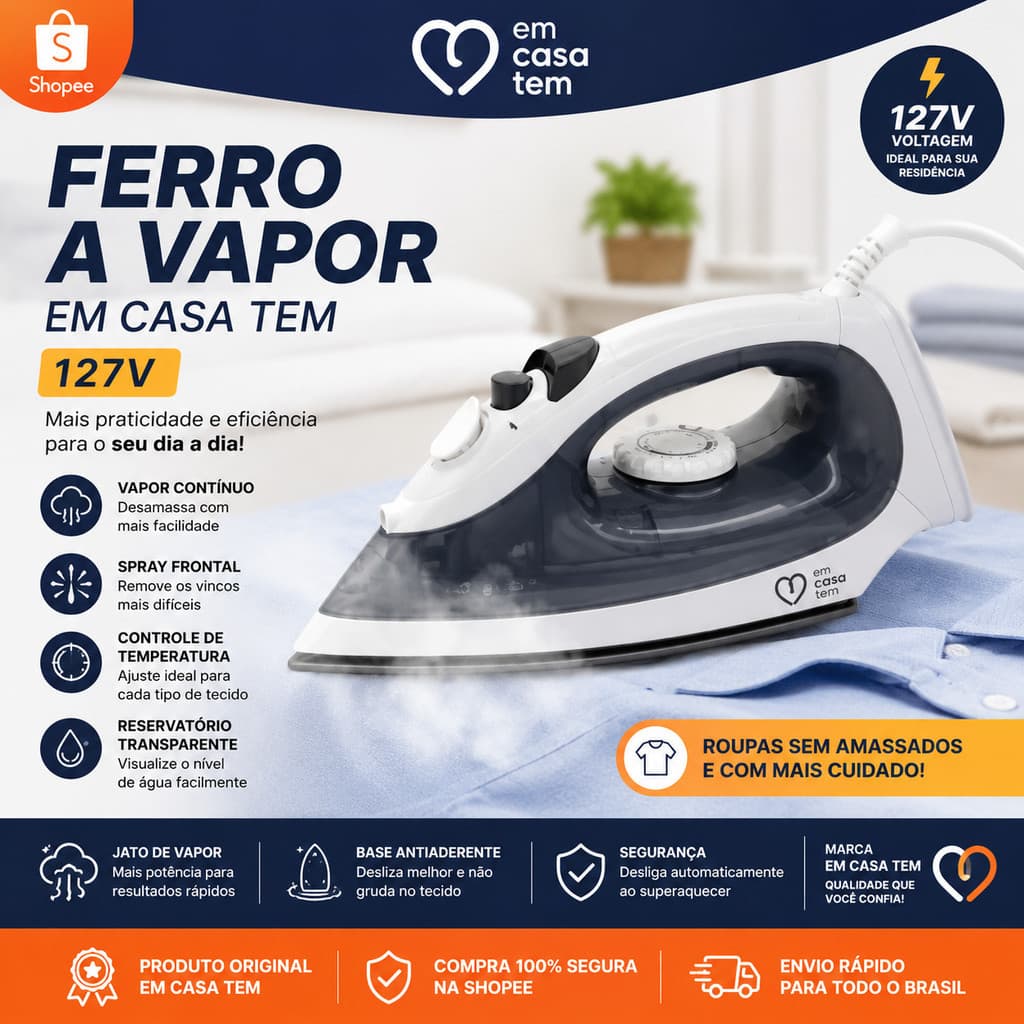 Ferro De Passar Roupa Doméstico   127v em casa tem