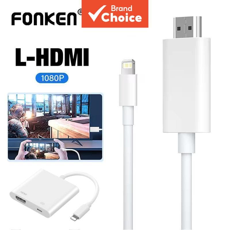 Cabo Adaptador Fonken iOS para HDMI, Compatível com iPhone 14, 13, 12, 11 Pro Max, iPad, Transmite Vídeo do Celular