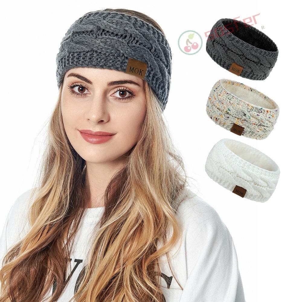 SOSFER Faixa De Cabeça Feminina De Crochê , Cabelo De Malha De Inverno Aconchegante , Envoltório Forrado De Lã Elástica
