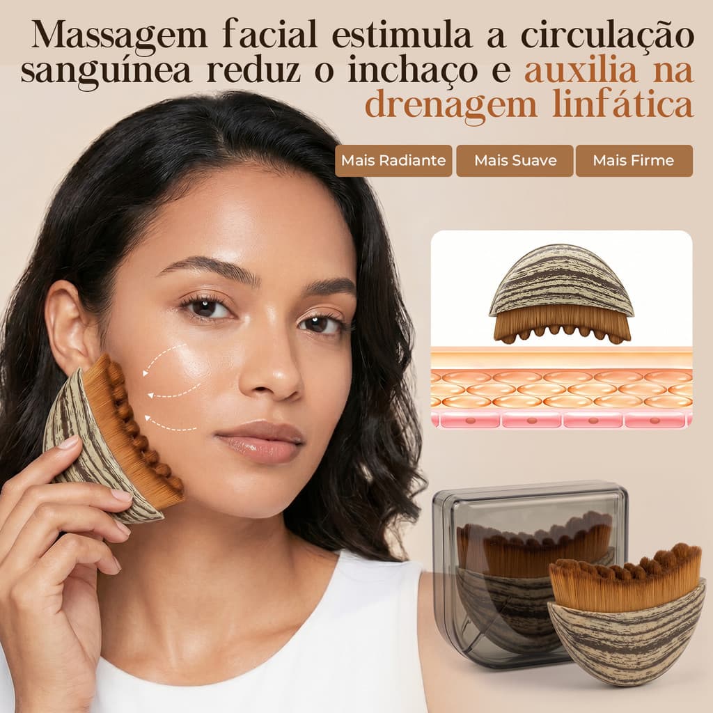 Escova Massagem Facial Macia Drenagem Linfatica Modelador Contorno Do Rosto E Mandibula Anti Papada Beleza