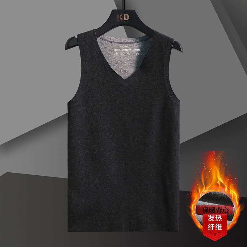 Colete térmico masculino de fibra de aquecimento 2026 inverno novo estilo Street Wear na moda gola meia alta forro de lã