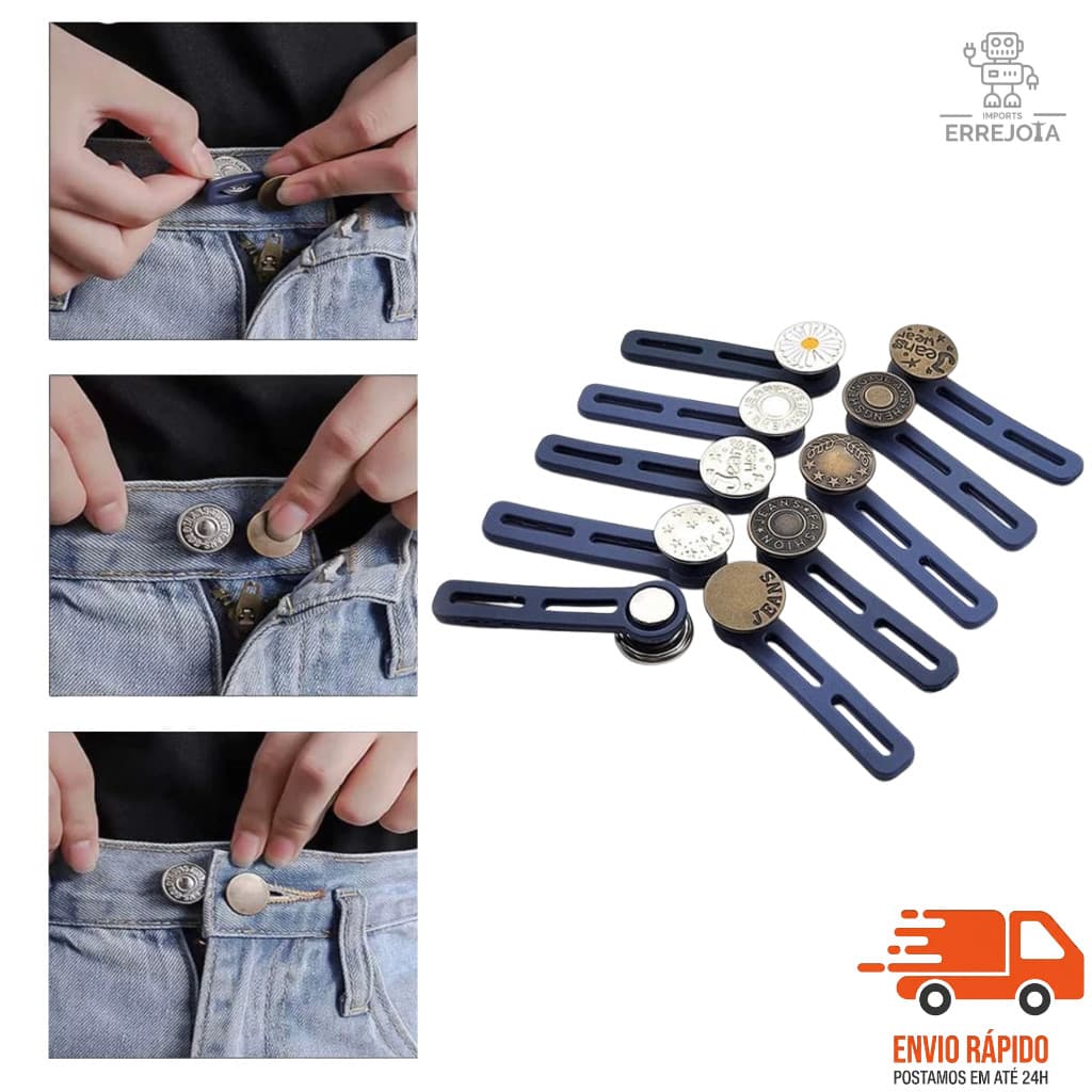 Extensor de Botões Calça Jeans Universal Ajuste Duplo Unissex Confortável Silicone Aumenta Medidas