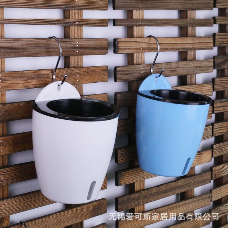 Vaso de flores preguiçoso hidropônico montado na parede, absorção automática de água, endro verde, pequeno vaso de flore