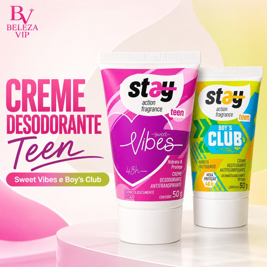 Desodorante em Creme Antitranspirante Stay Teen 50g Sweet Vibes / Boy’s Club