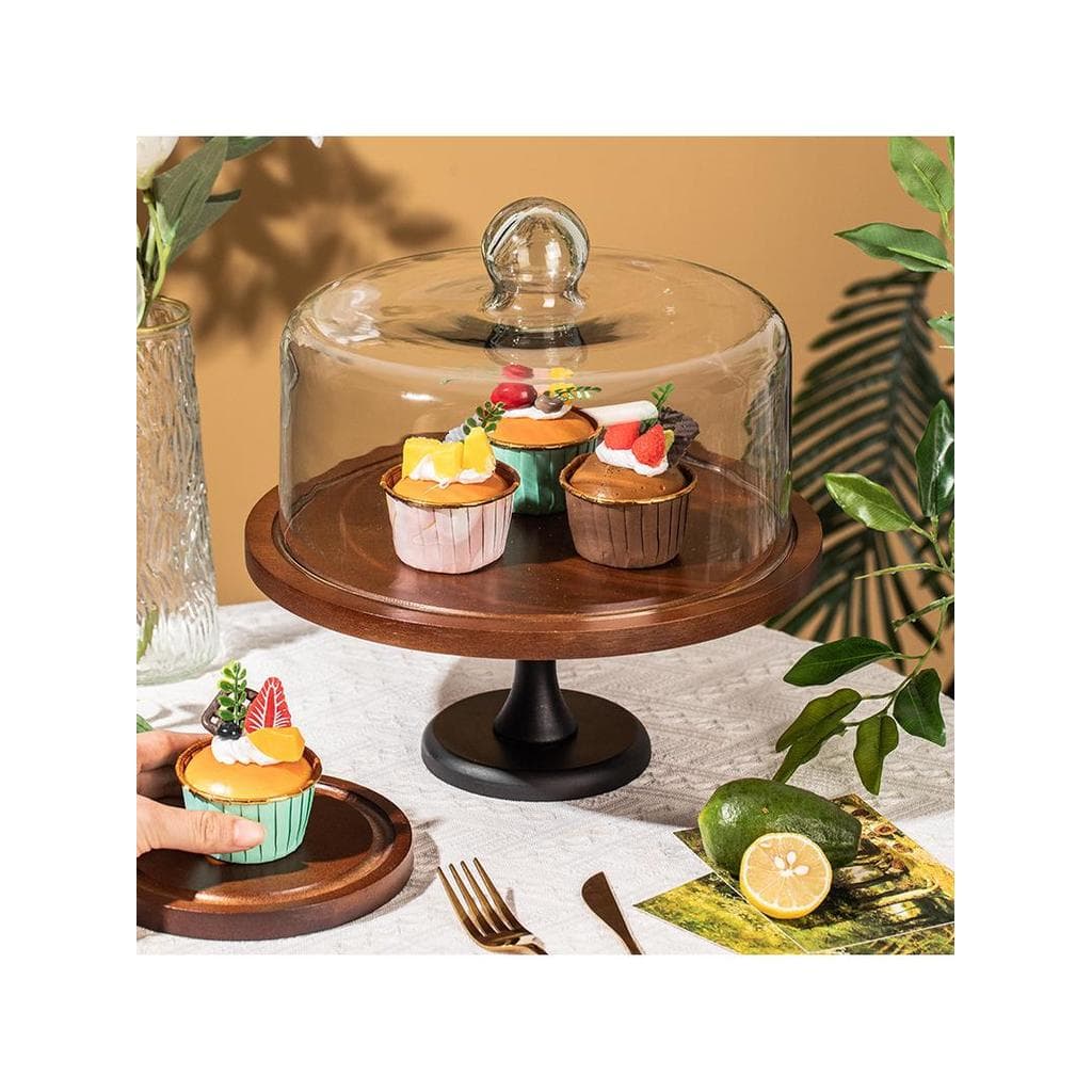 Bandeja de bolo de madeira de bambu retrô, bandeja de sobremesa para sala de estar, mesa de sobremesa, expositor de made