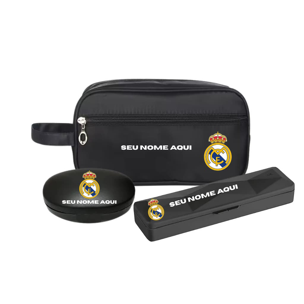 Kit Bolsa Necessaire Estojo Personalizada Time futebol Nome