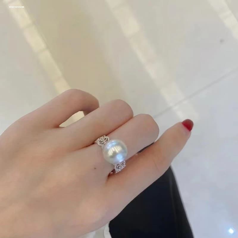 Anel de renda oco suporte oco feminino Seiko artesanato Commuter imitação de água doce pérola anel de contas de pão cozi