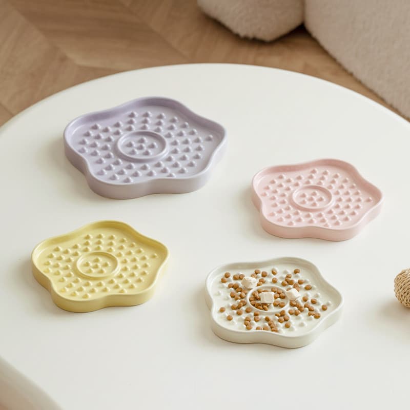 Prato de cerâmica Anti-estrangulamento para lamber comida lenta, tigela de comida lenta, tigela de gato, arroz, prato de