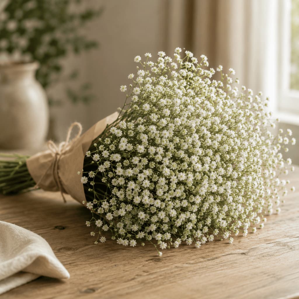Buquê Mosquitinho Artificial Branco Flores Decorativas Para Arranjos Casamento Festa