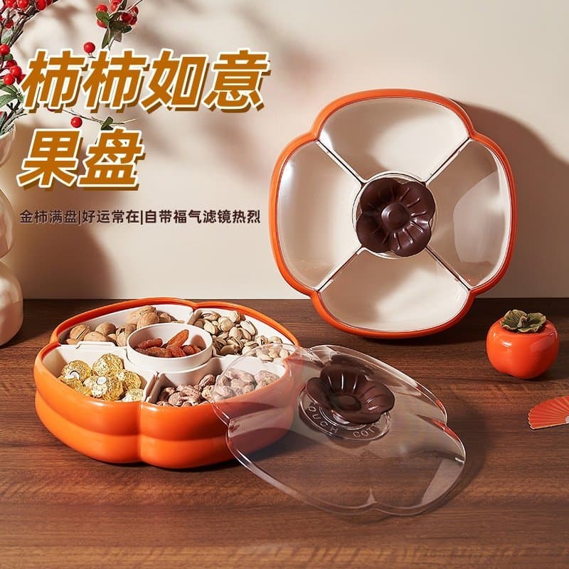 Novo estilo caqui Ruyi prato de frutas sala de estar mesa de café doméstico prato de nozes de alto valor lanches de ano