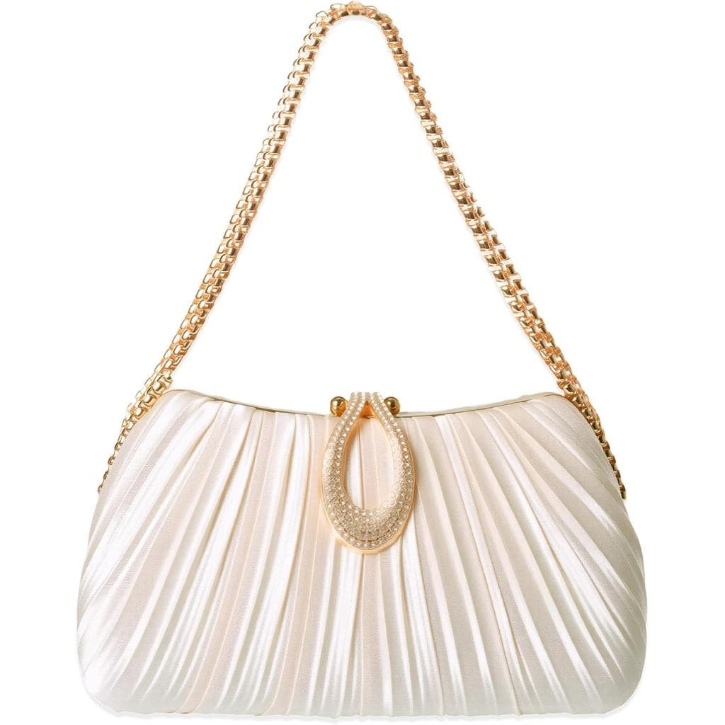 Bolsa Clutch Dourada Feminina - Elegante Bolsa de Noite Brilhante, Adequada para Casamentos, Bailes de Formatura, Festas