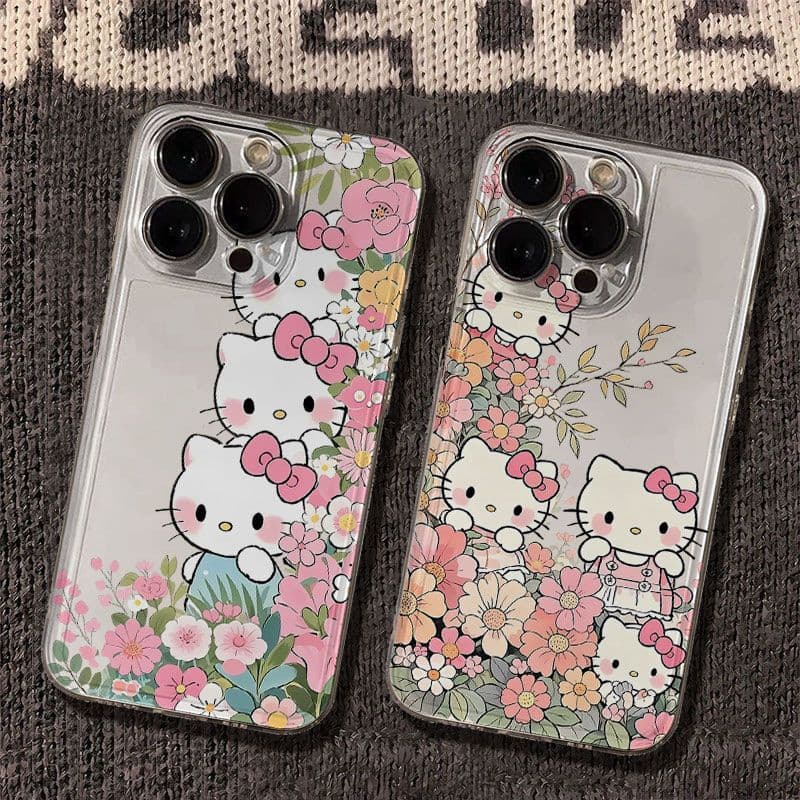 Capinha Capa Para iPhone XR 11 12 13 14 15 16 17 PRO MAX 14 15 16 PLUS Transparente À Prova de Choque Padrão Hello Kitty