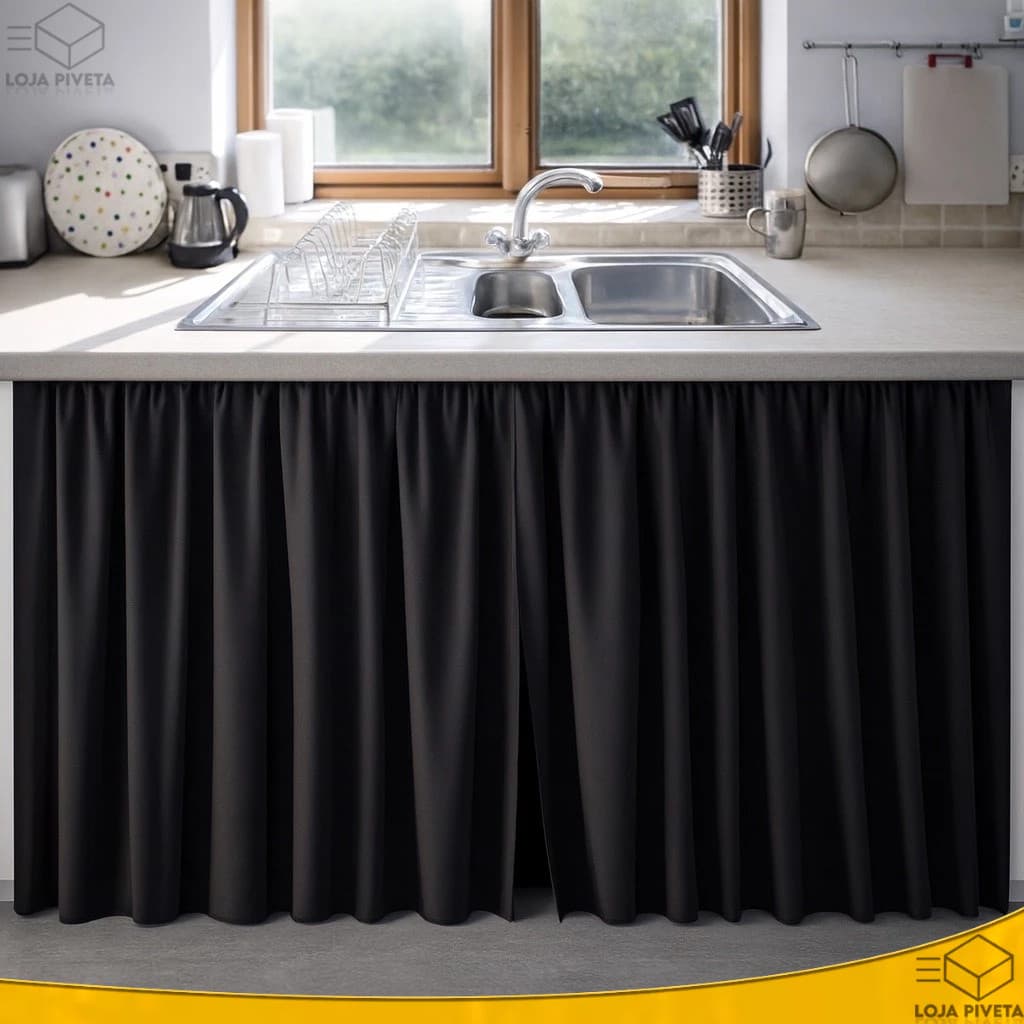 Cortina Para Pia de Cozinha Impermeável 138x80cm PVC