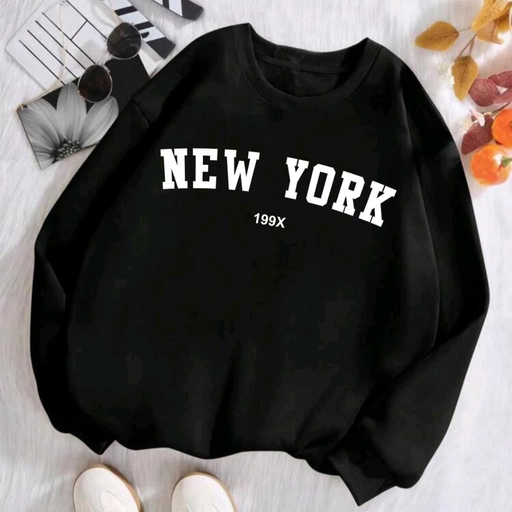 Moletom Gola Careca Suéter Estampado New York 199X Unissex New York