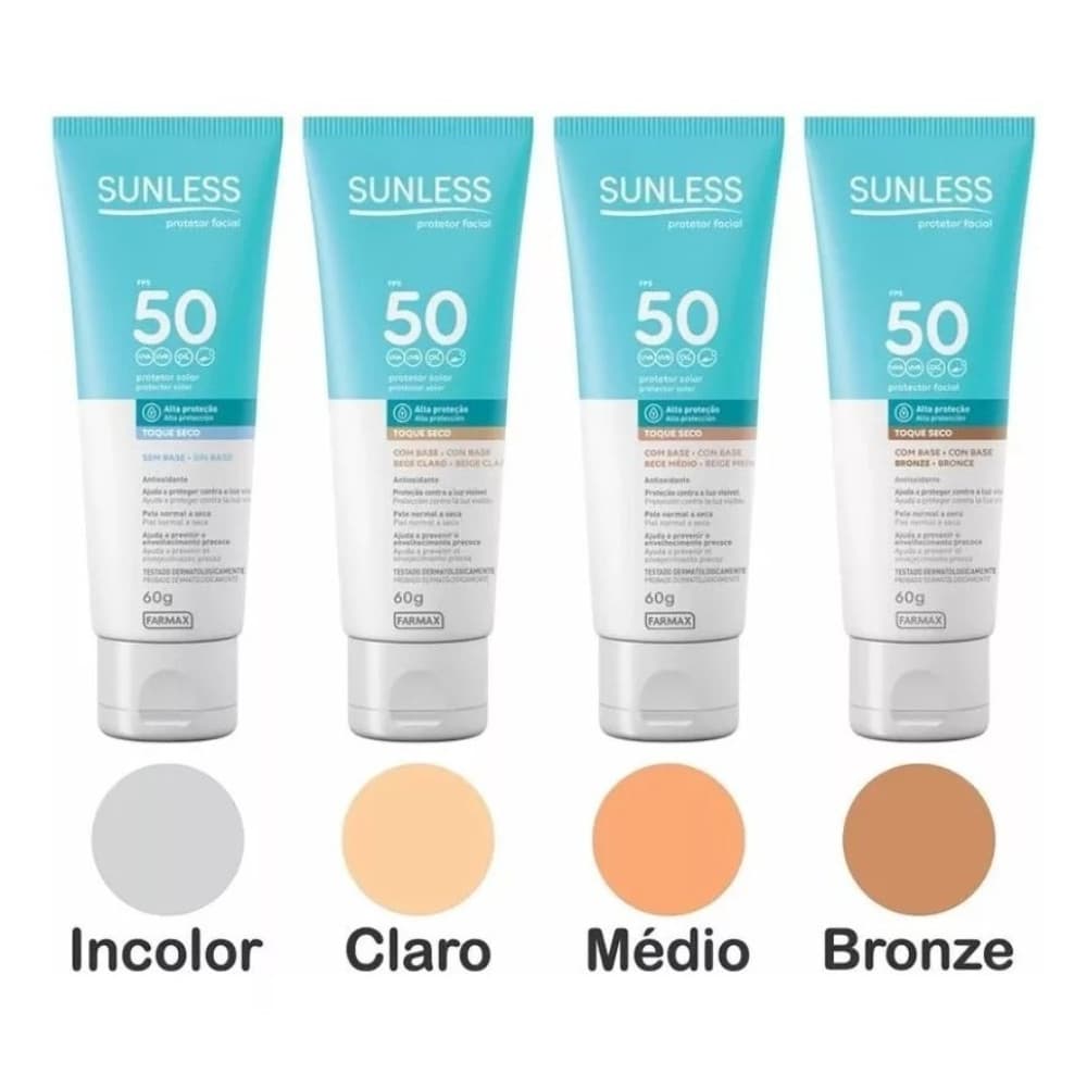 Protetor Solar Facial Sunless FPS 50 Toque Seco 60g -  Envio Imediato