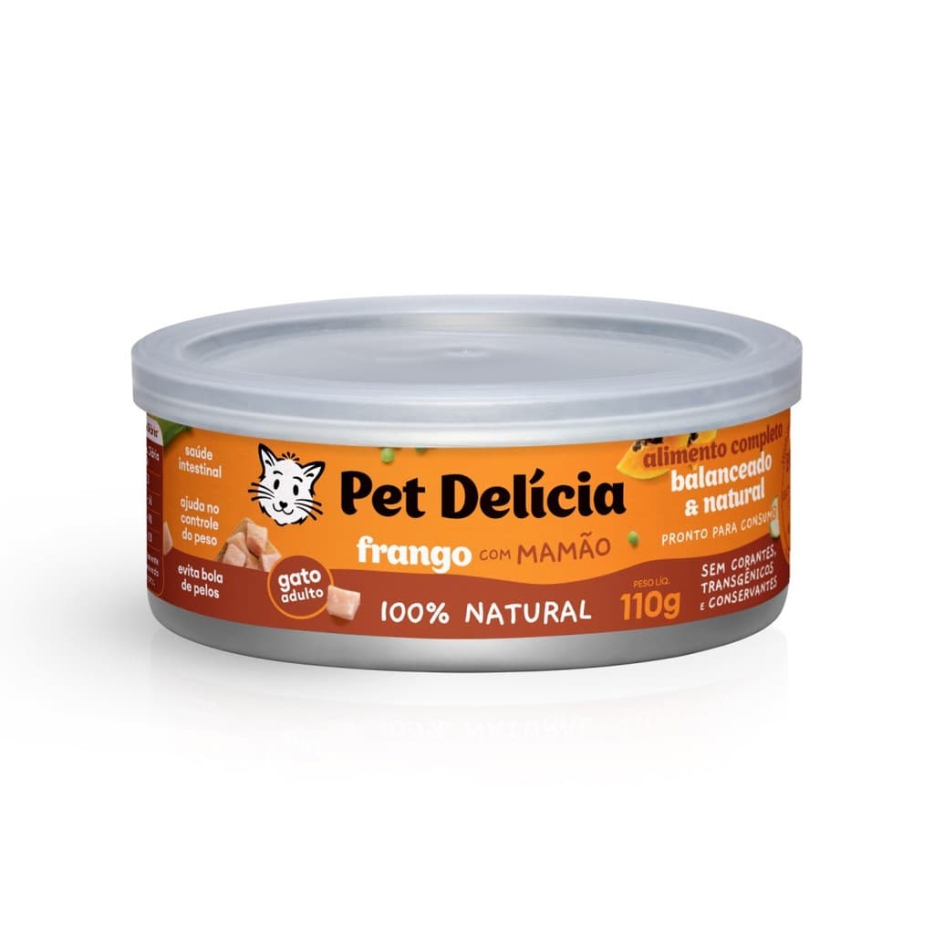 ALIMENTO ÚMIDO PET DELÍCIA FRANGO COM MAMÃO 110G GATOS
