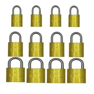 Cadeado Force Cartela Com  30-40-50mm E 3 Chaves Cor Dourado
