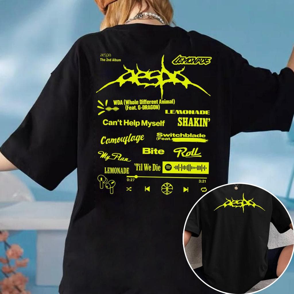 Camiseta Masculina Feminina Estampa Aespa Lemonade Álbum Kpop T-shirt Unissex Streetwear Envio Imediato