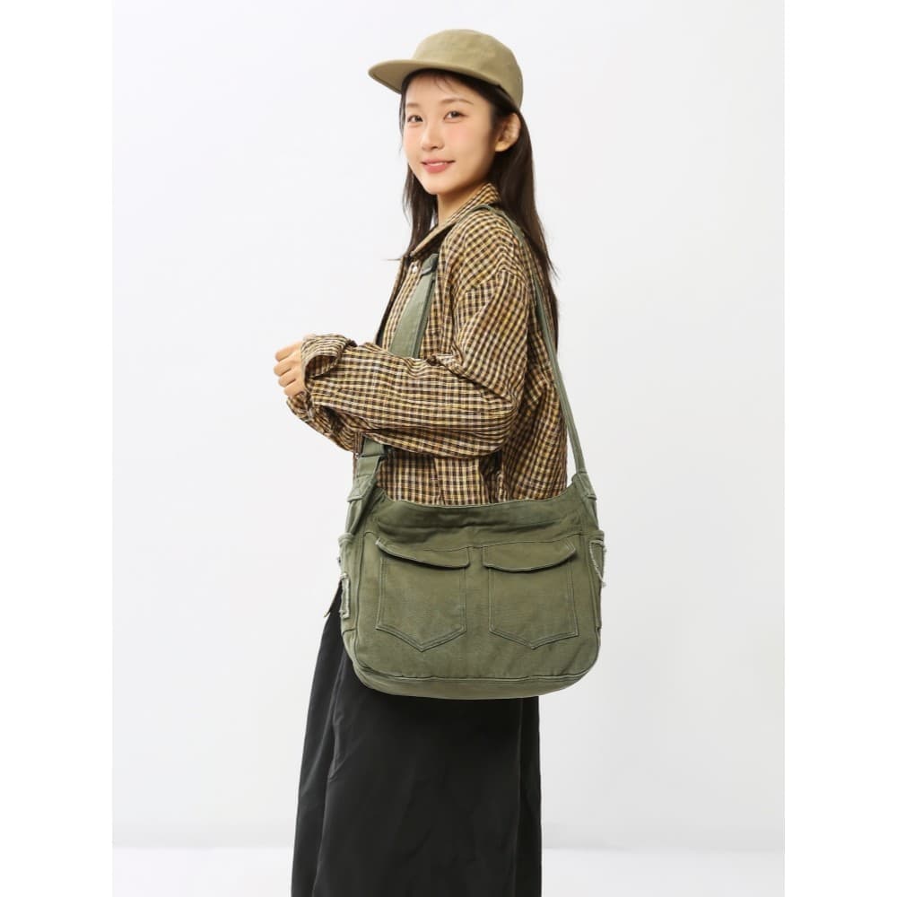 Bolsa mensageiro estilo Hong Kong masculina, roupa de rua, verão, novo estilo, grande capacidade, bolsa mensageiro de lo