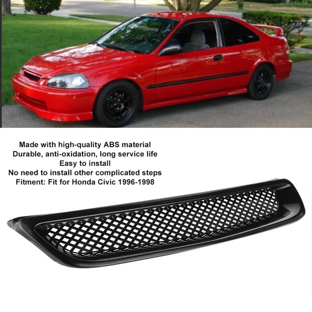 1Pc Preto Grill Malha Frente Capô Grade De Entrada De Fluxo De Ar Apto Para Honda Civic 96-98 JDM Tipo-R Dianteira Do