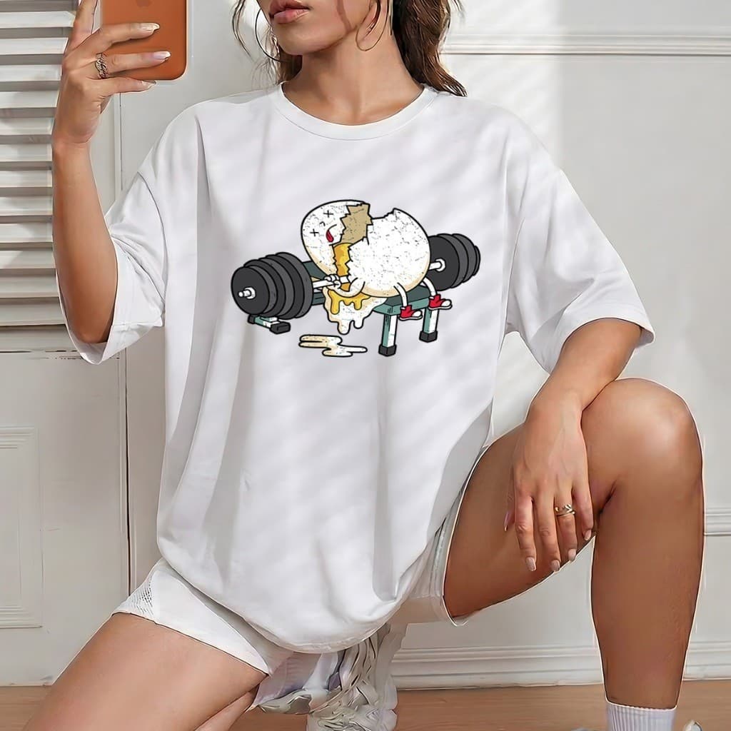 Camiseta Feminina Academia Ovo Quebrado Humor T-shirt Fitness Envio Rápido
