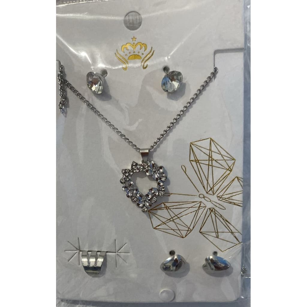 Kit cartela com 1 colar e 2 par brincos femininos