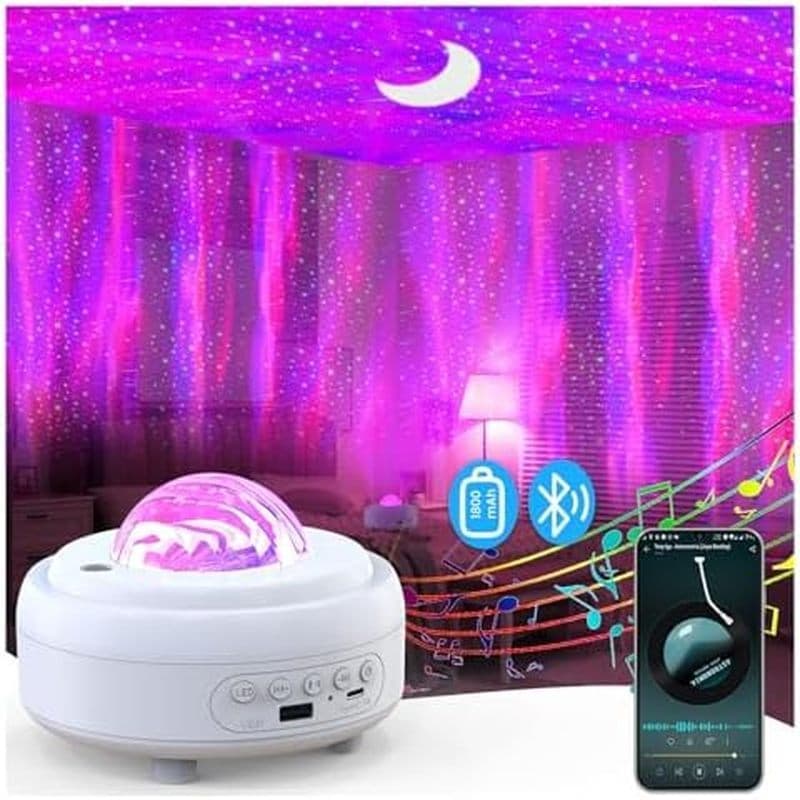 Projetor Humieye Galaxy Com Alto-Falante Bluetooth , Estrela De Luz Noturna Para Quarto , 8 Modos De Luzes Do Norte Auro