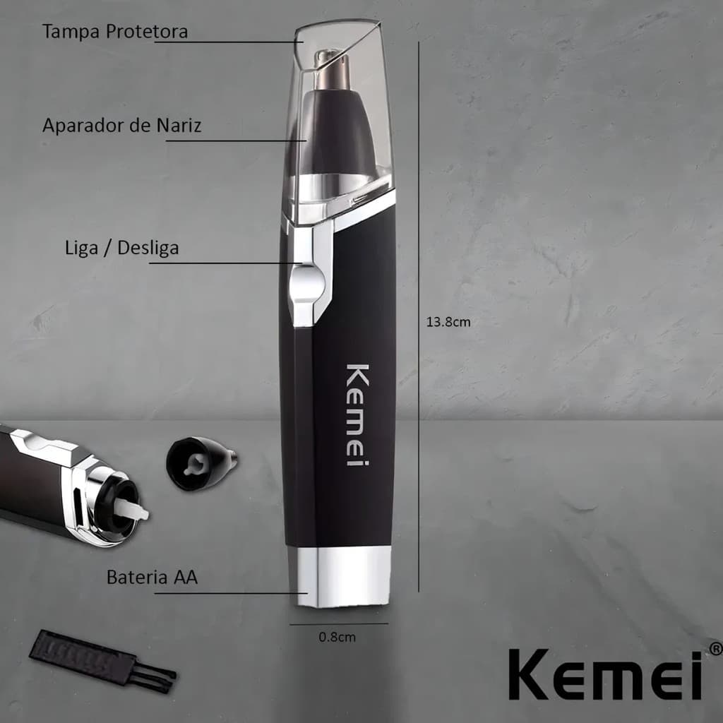 Aparador Kemei Nariz Orelha Bigode Máquina Cortar Pelos Top Cor Preto