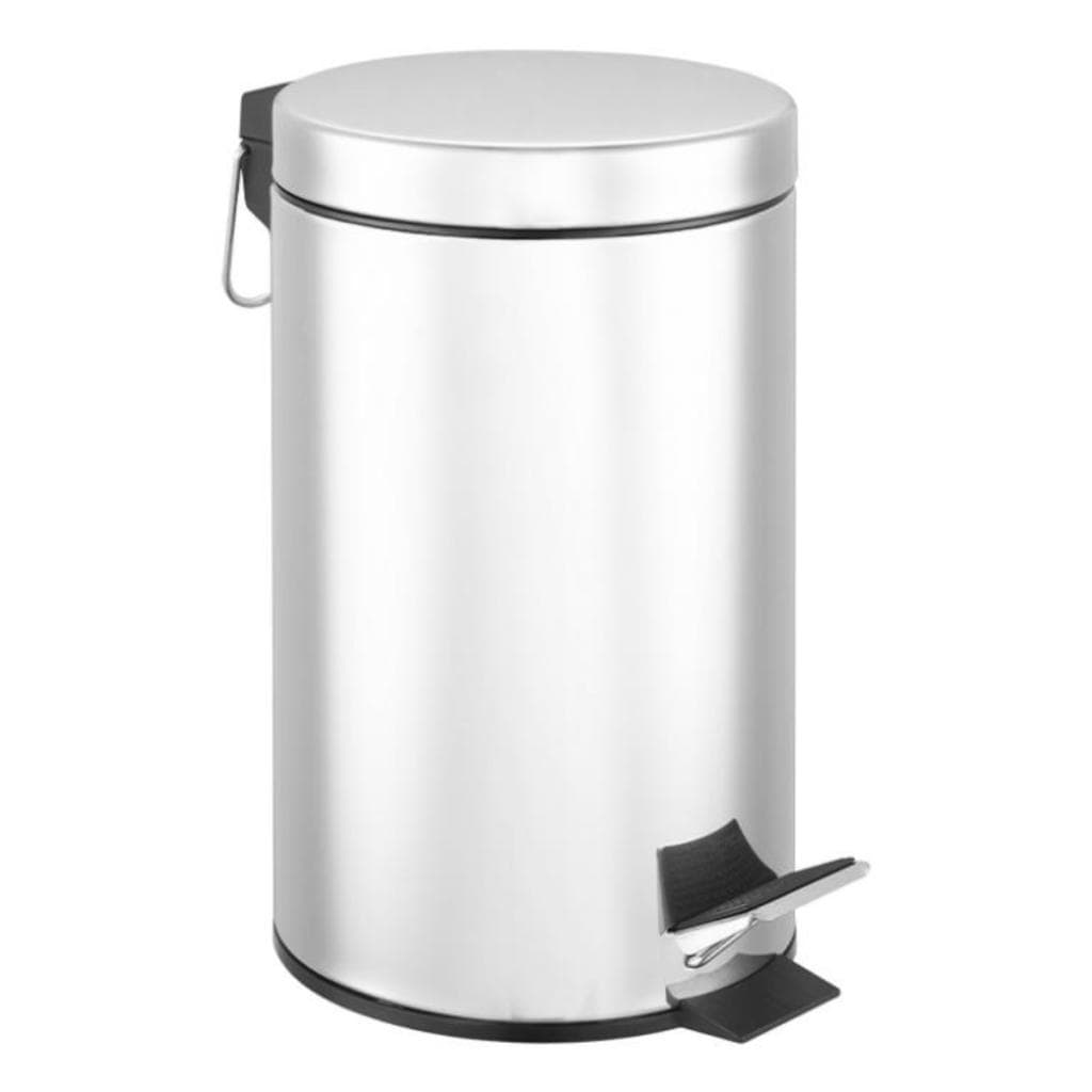 Lixo Lixeira Redonda 5 Litros Aço Inox Balde Cesto Removível Alça Pedal Banheiro Escritório Lavabo Cozinha