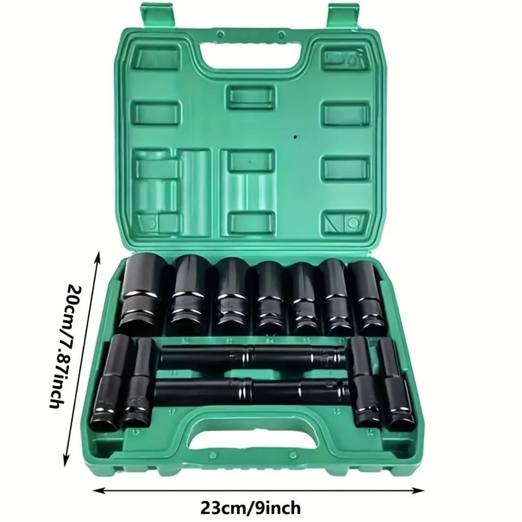 15pcs 8-32mm Adaptador de chave de impacto para ferramentas elétricas, aço de alto carbono Soquete
