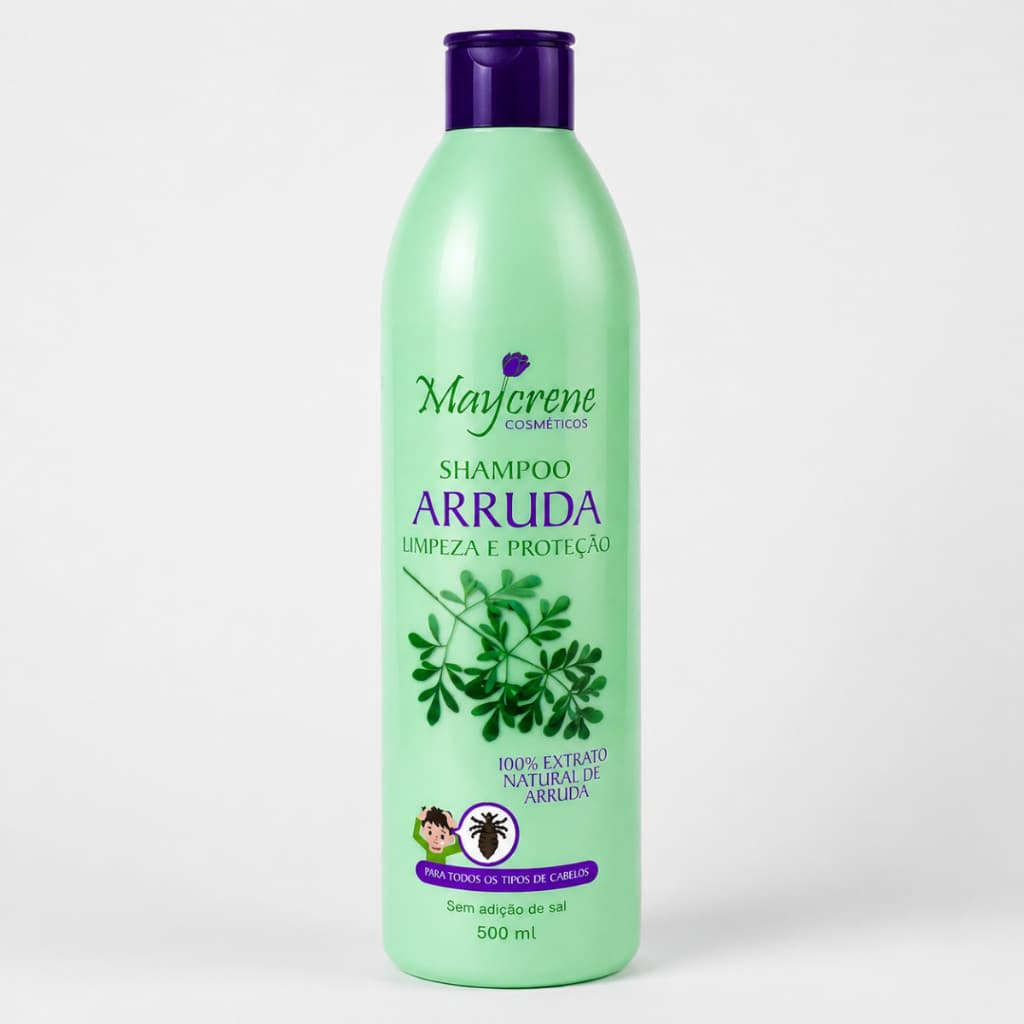 Shampoo Arruda 500ml Maycrene Proteção contra Piolhos Lêndeas Adulto e Infantil
