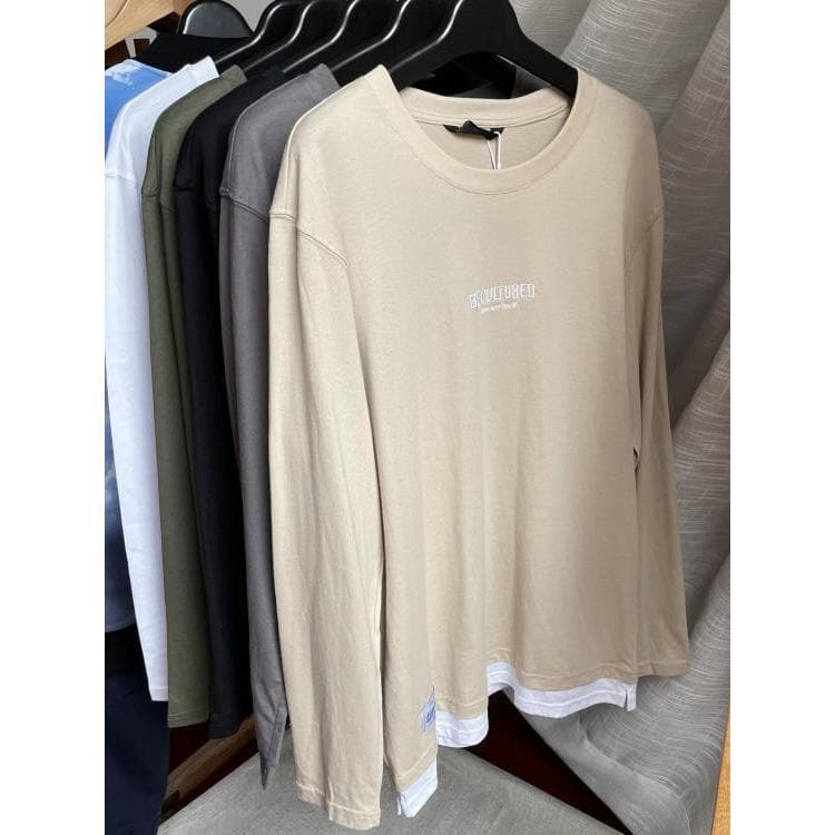 Tecido Estilo Fino Muito Amigável à Pele!!Camiseta masculina de algodão puro solta Casual bordada com gola redonda e man