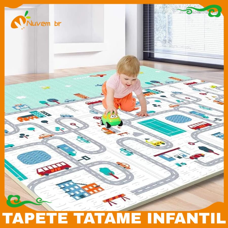 TAPETE TATAME INFANTÍL 200cmx150cm Bebê Atividades Impermeável Dobrável Dupla Face Emborrachado - NUVEM