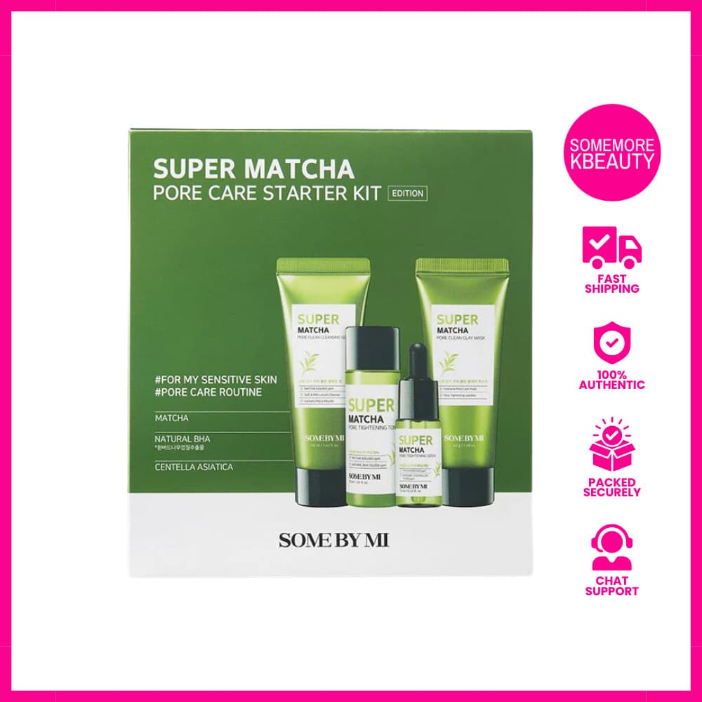 SOME BY MI Super Matcha Pore Care Starter Kit (Gel de Limpeza + Máscara de Argila + Tônico + Sérum)