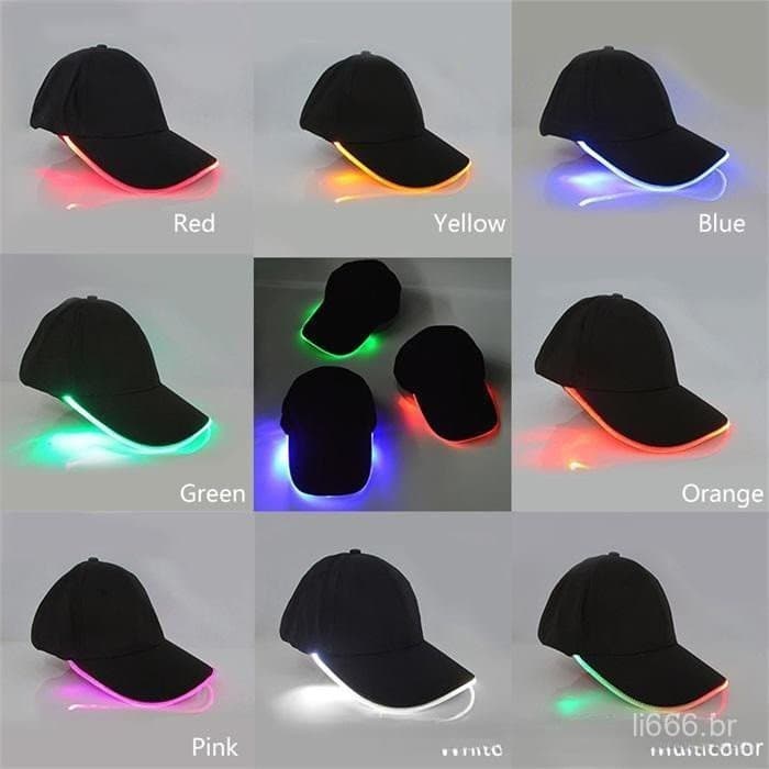 Boné De Corrida Luminoso Unissex Propaganda Fibra Óptica Iluminado Montanhismo Viseira LED Beisebol Moda Personalidade Z