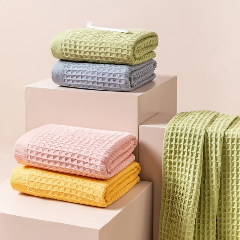 Toalha De Banho Waffle Algodão Puro Para Adultos Casais Casa Toalhas Gaze Absorção De Água Das Crianças 75 * 145cm