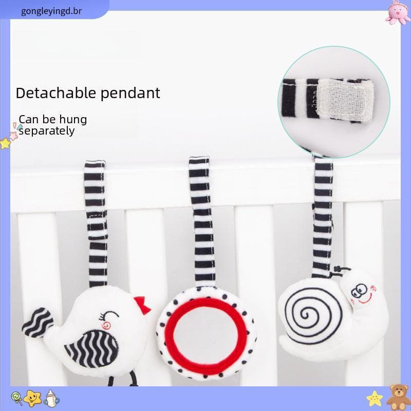 Brinquedos de Pelúcia Espirais para Bebês Brinquedos de Pelúcia Preto Branco Raposa Carrinho de Passeio Brinquedos Esti