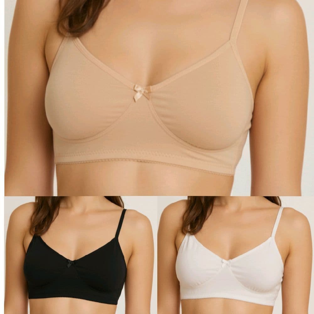 Kit 3 Sutiãs Feminino Sem Bojo Reforçado - Super Conforto - Microfibra ou Algodão