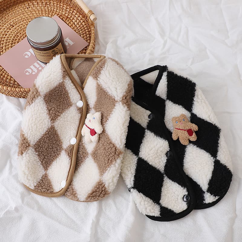 Cão roupas de inverno engrossado Teddy Bichon Corgi leite cão pequeno corpo colete cordeiro velo colete quente estilo ou