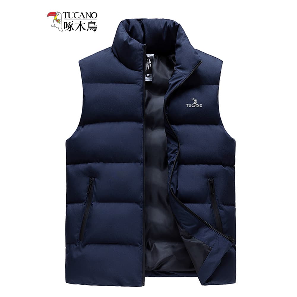 Woodpecker outono inverno algodão masculino colete gola exterior usar colete engrossado quente pai colete jaqueta