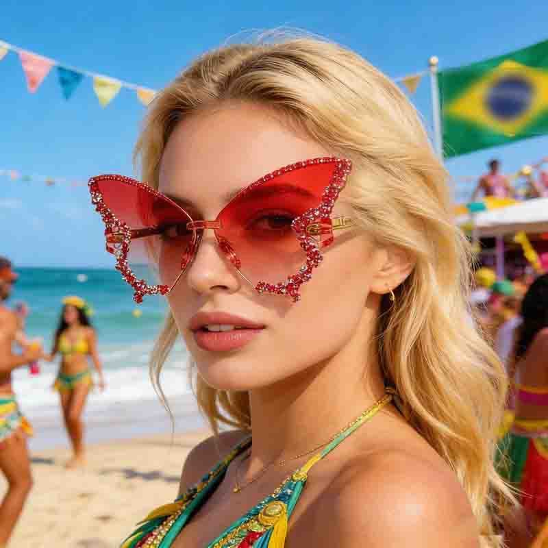 Óculos de sol borboleta óculos de sol masculino festa estilo baile passarela engraçado senhoras óculos