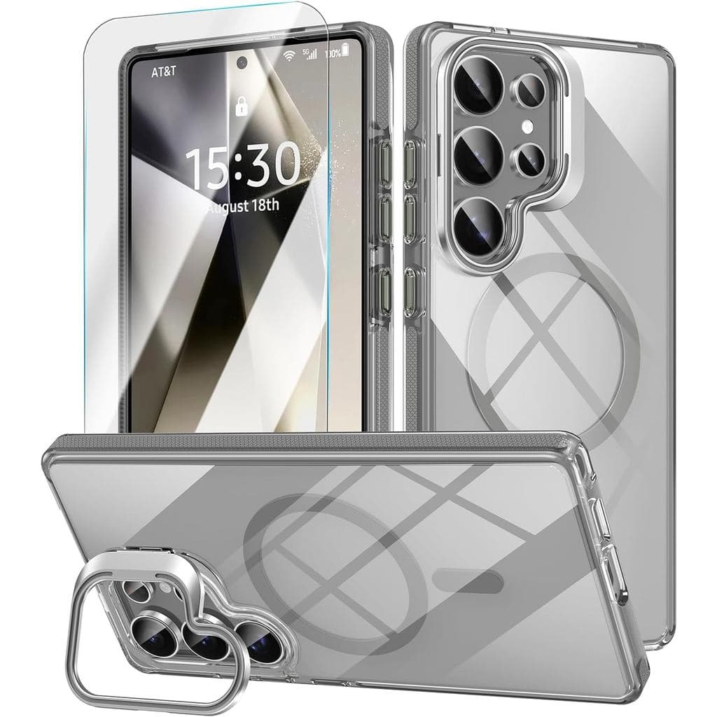 Capa MATEPROX compatível com Samsung Galaxy S25 Ultra com suporte, capa protetora magnética transparente à prova de choq