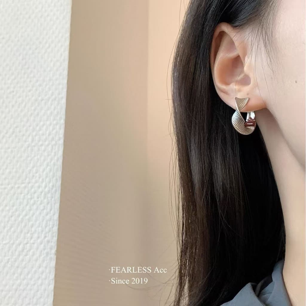 cartelas de brincos feminino kit brinco aço inoxidável ☸Coreano simples nicho círculo geométrico torcido textura brincos