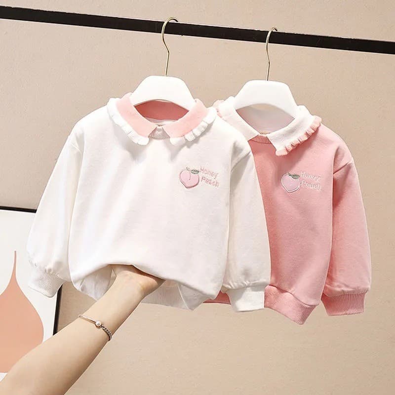 Meninas moletom primavera outono solto pulôver menina bebê moda manga comprida camiseta versão coreana camisa de fundo p
