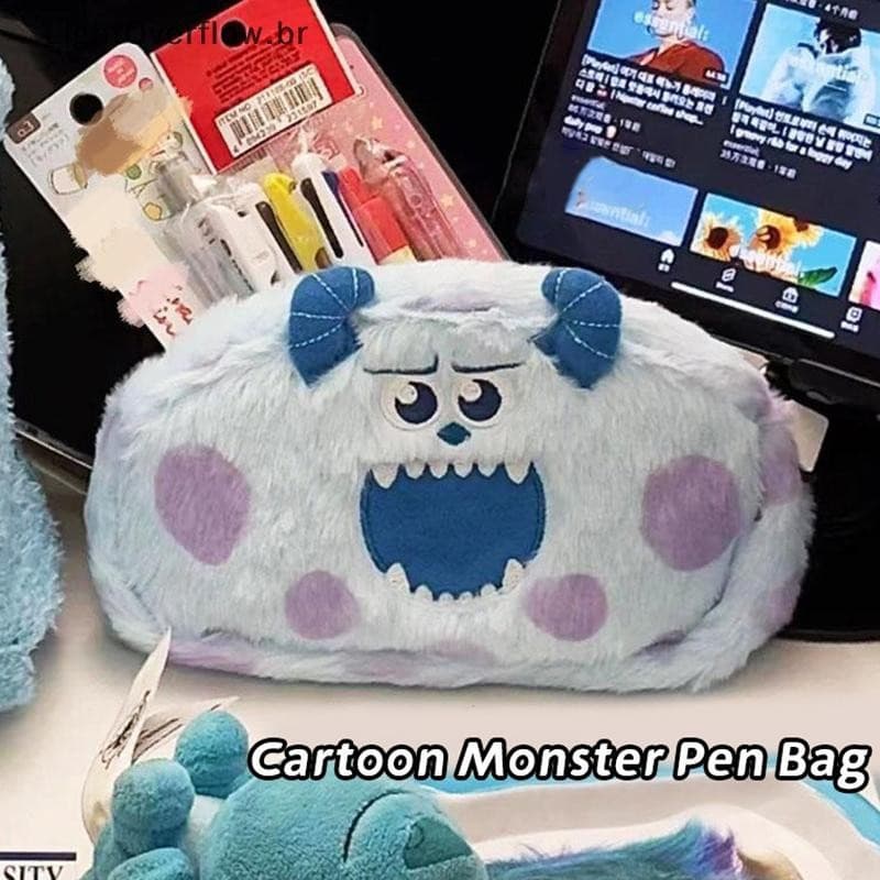 [LightOverflow] Bolsa de Armazenamento de Lápis de Grande Capacidade com Design de Monstro Fofo Sullivan Par de Material