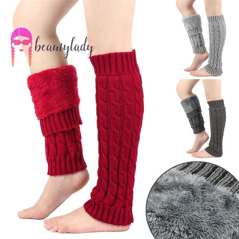beautymakeup Moda Feminina Malha Perna Mais Quente Inverno Térmico De Pelúcia Polainas Joelho Meias Altas Bota Punhos St